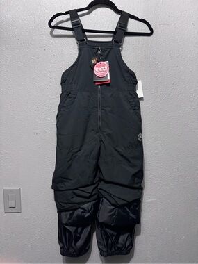 Black Stretch Kids Snow Bib Overalls